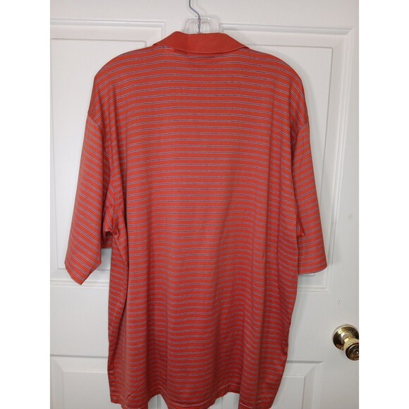 Augusta National Golf Shop Polo Shirt XXL Orange Navy Striped Logo Vintage EUC - Picture 2 of 6